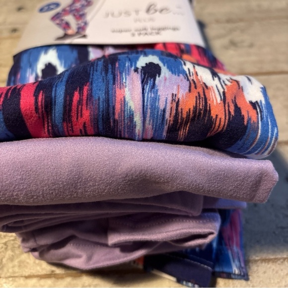 Just Be Plus Super Soft Leggings 2X & 3X Two Pack - Paint Brush & Purple Rose - Picture 8 of 16